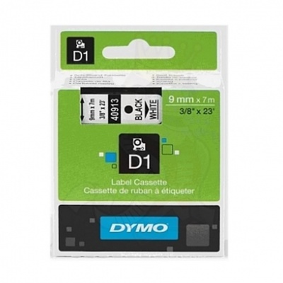 Cinta Rotuladora Adhesiva de Plástico Dymo D1 40913/ para Label Manager/ 9mm x 7m/ Negra-Blanca