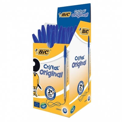 Caja de Bolígrafos de Tinta de Aceite Bic Cristal Original 8373609/ 50 unidades/ Azules