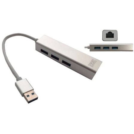 Hub USB 3.0 3GO HUB37PETH/ 3 Puertos USB/ 1 RJ45/ Blanco