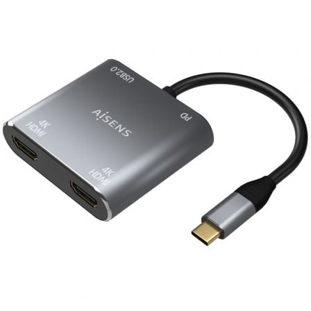 Conversor USB Tipo-C Aisens A109-0625/ 2x HDMI 4K SST MST Hembra