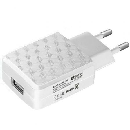 Cargador de Pared Leotec LECTABUSBW/ USB + Cable MicroUSB y 2.5mm/ 2A