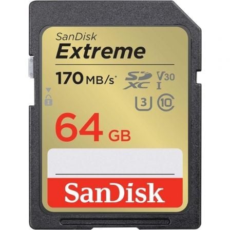 Tarjeta de Memoria SanDisk Extreme 64GB microSD XC UHS-I con Adaptador/ Clase 10/ 170MBs