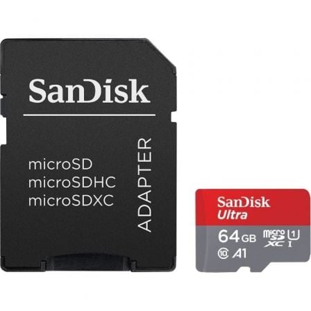 Tarjeta de Memoria SanDisk Ultra 64GB microSD XC UHS-I con Adaptador/ Clase 10/ 120MBs